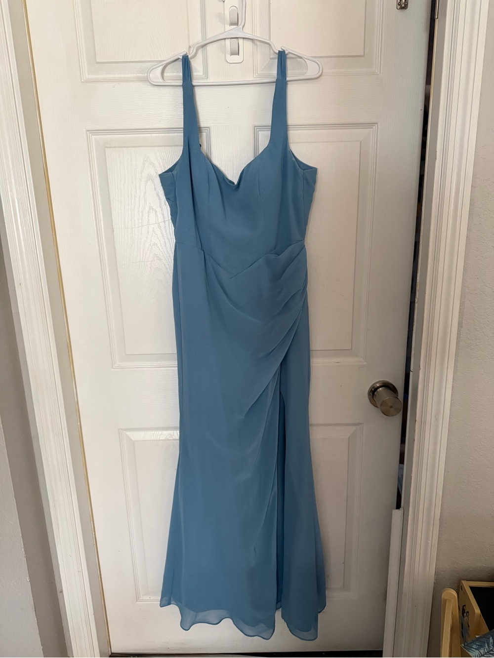 Azazie Steel Blue Bridesmaid Dress Style Mero